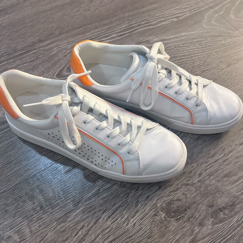 Marc Fisher  White and Orange Sneakers